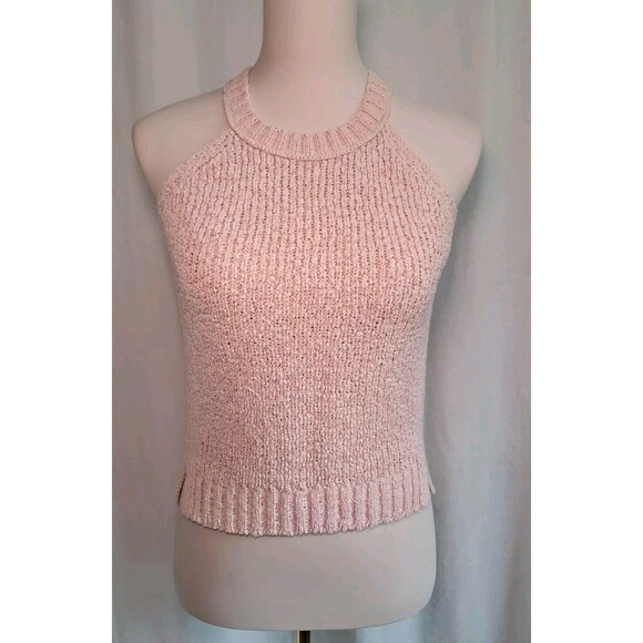 J.Crew High Neck Textured Pointelle Sweater Tank Light Pink J0928 Size XXS - Picture 1 of 9